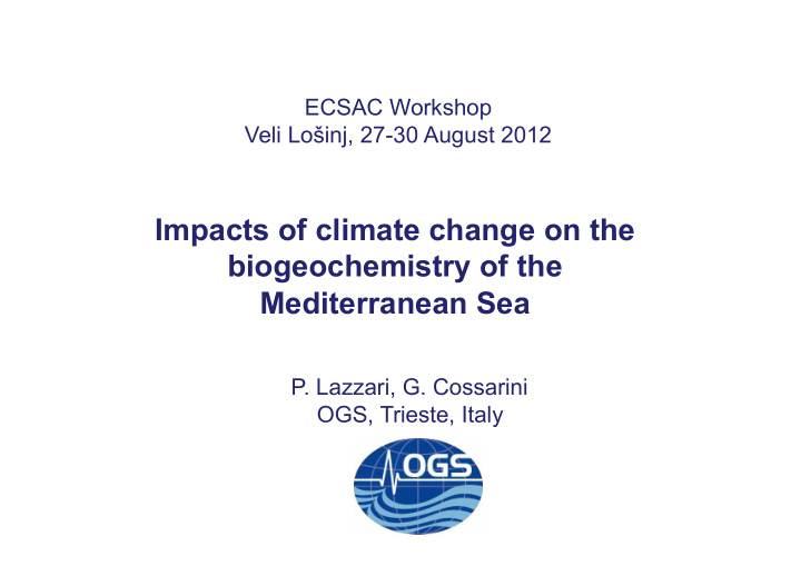 impacts of climate change on the biogeochemistry of the