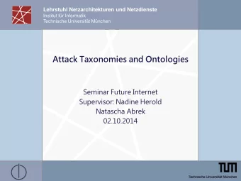 Attack Taxonomies and Ontologies  Seminar Future Internet  Supervisor: Nadine Herold  Natascha