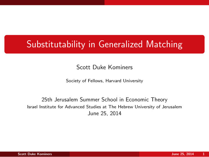 substitutability in generalized matching