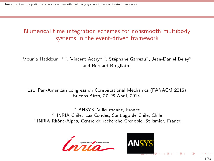 numerical time integration schemes for nonsmooth