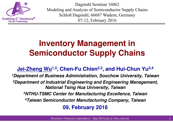 inventory management in e to y a age e t semiconductor