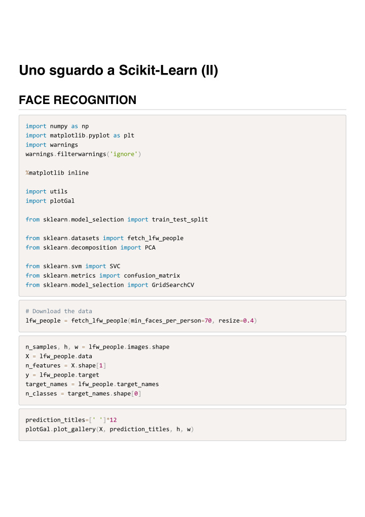 uno sguardo a scikit learn ii