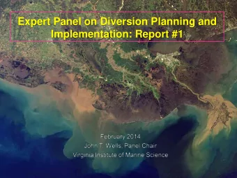 Expert Panel on Diversion Planning and  Implementation: Report #1  Formed to provide technical