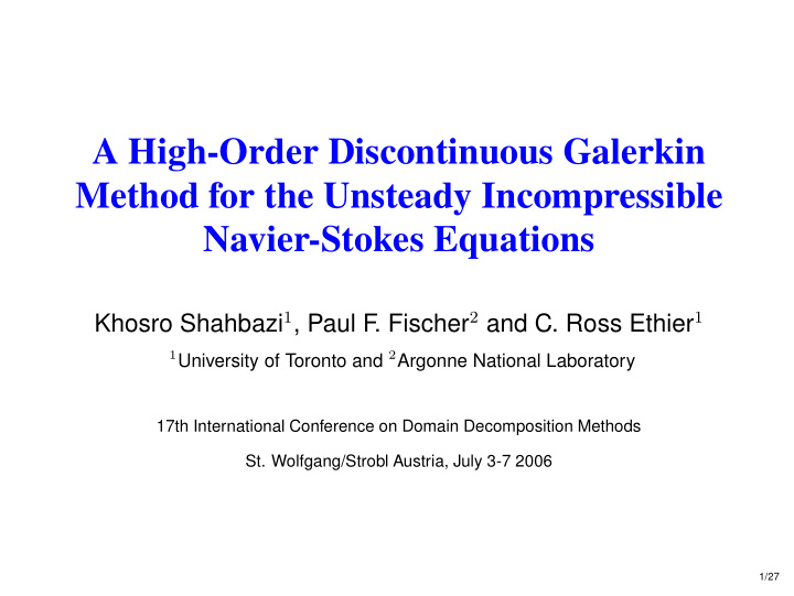 a high order discontinuous galerkin method for the