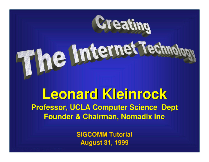 leonard kleinrock leonard kleinrock