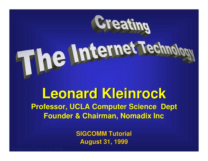 leonard kleinrock leonard kleinrock