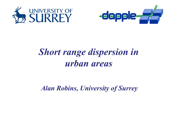 short range dispersion in urban areas