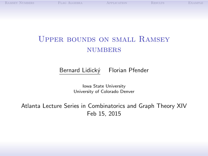 upper bounds on small ramsey numbers