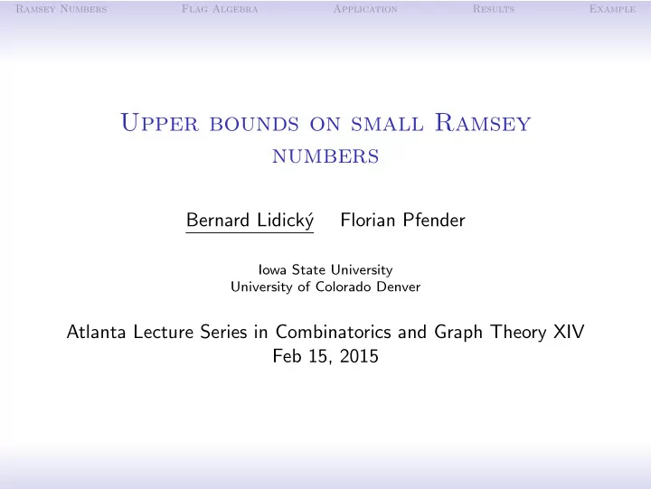 upper bounds on small ramsey numbers
