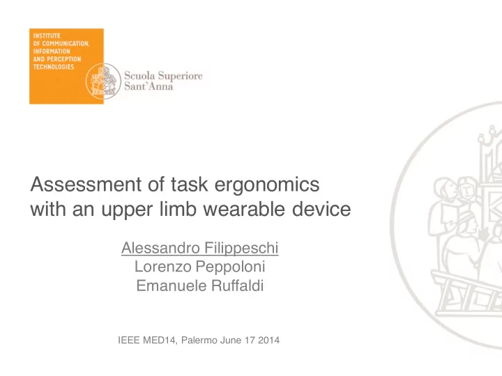 assessment of task ergonomics with an upper limb wearable