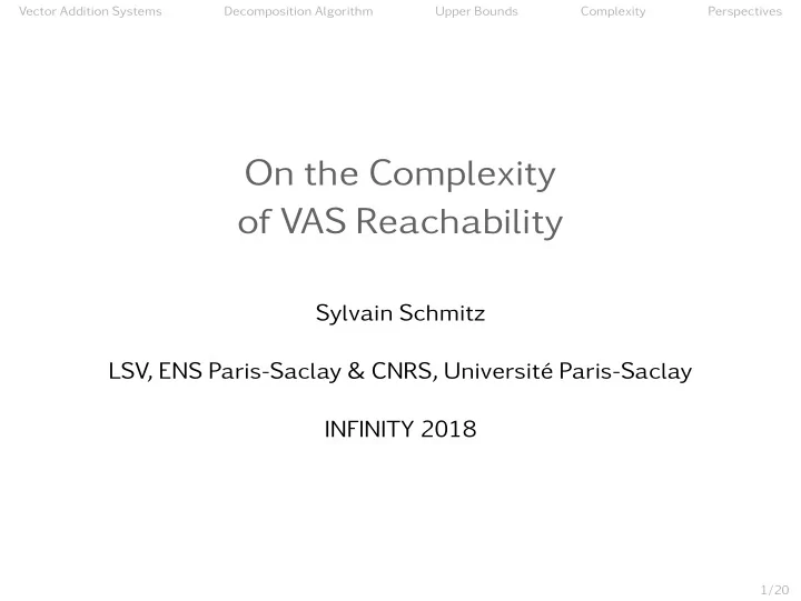 on the complexity of vas reachability