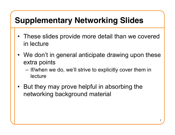 supplementary networking slides