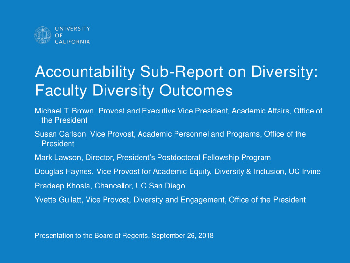 accountability sub report on diversity