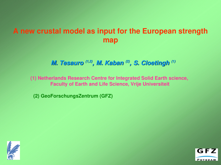 a new crustal model as input for the european strength map