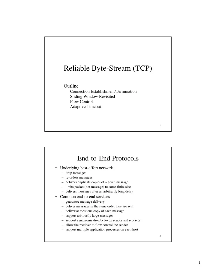 reliable byte stream tcp