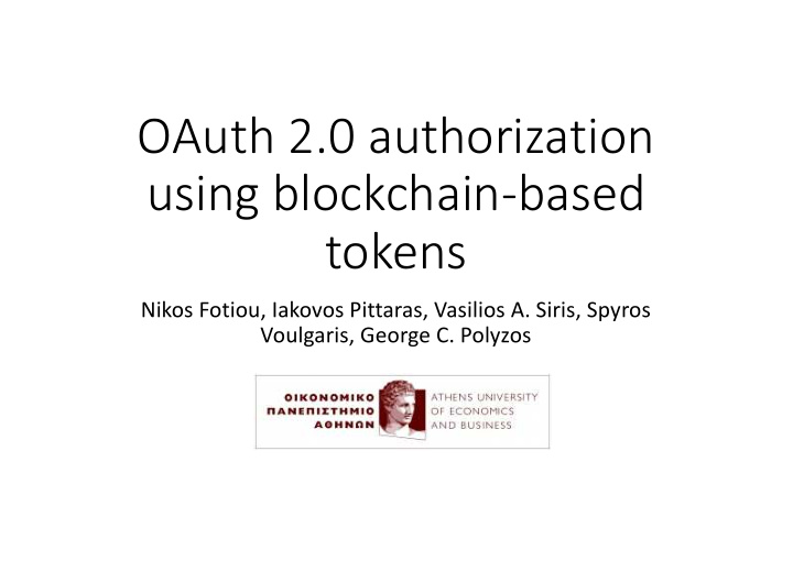 oauth 2 0 authorization using blockchain based tokens