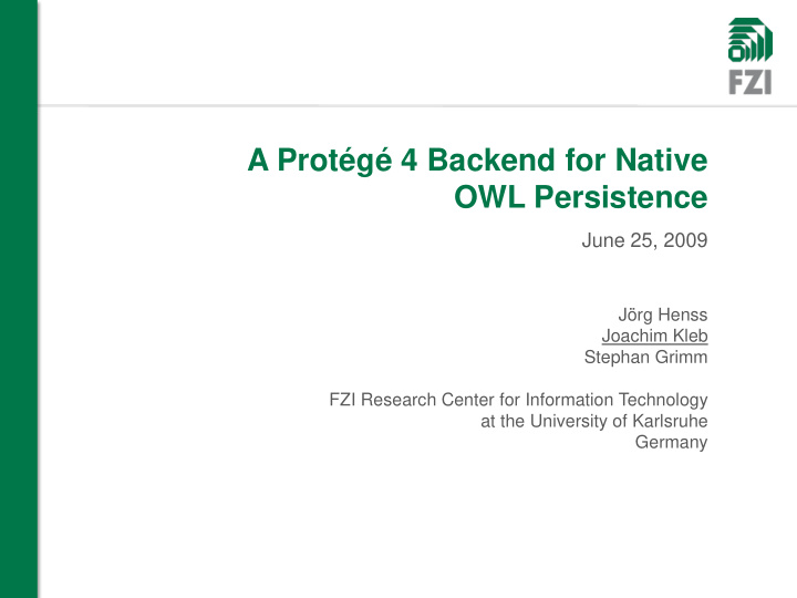 a prot g 4 backend for native owl persistence
