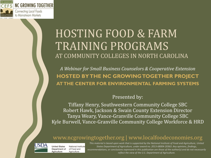 hosting food farm training programs