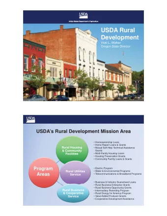 USDA Rural  Development  Vicki L. Walker  Oregon State Director  USDAs Rural Development Mission