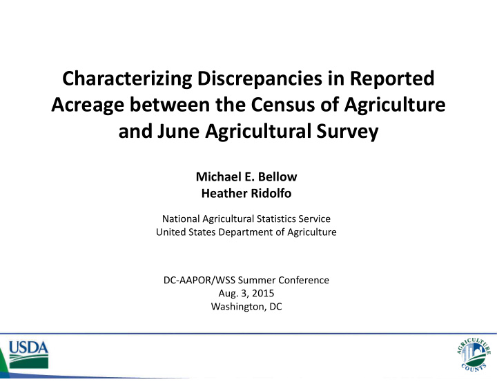 characterizing discrepancies in reported a acreage