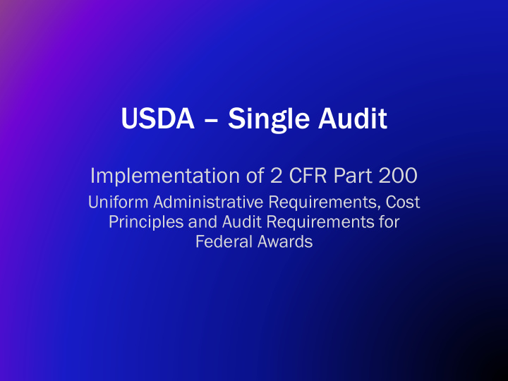 usda single audit