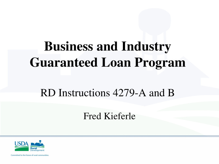 business and industry guaranteed loan program