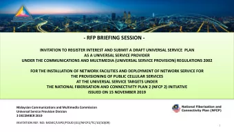 - RFP BRIEFING SESSION -  INVITATION TO REGISTER INTEREST AND SUBMIT A DRAFT UNIVERSAL SERVICE