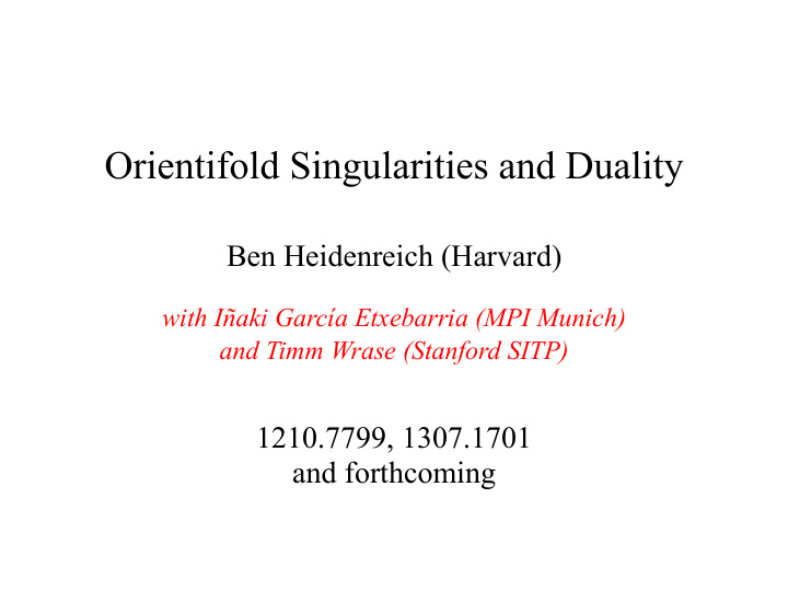 orientifold singularities and duality