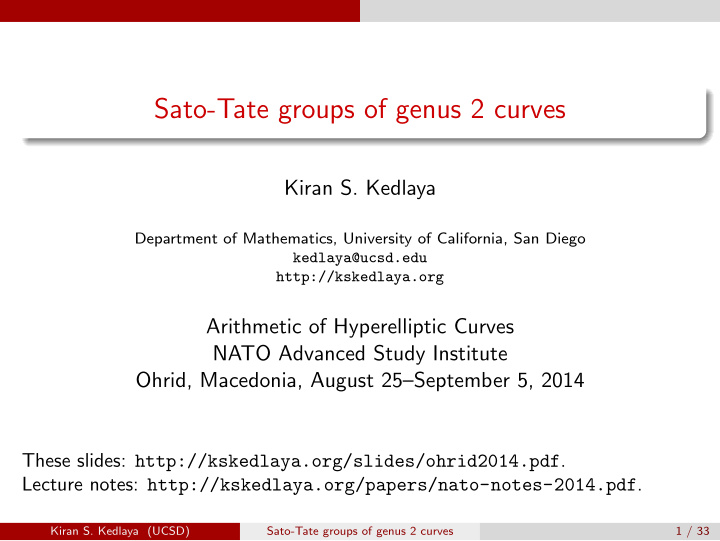 sato tate groups of genus 2 curves