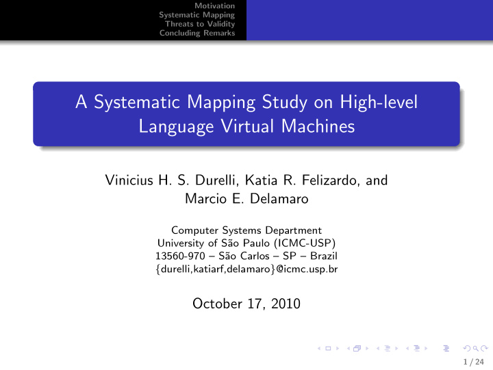 a systematic mapping study on high level language virtual
