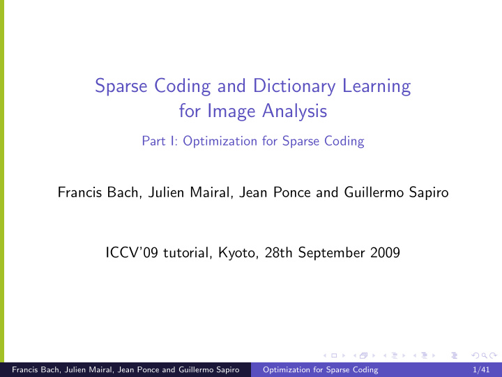 sparse coding and dictionary learning for image analysis