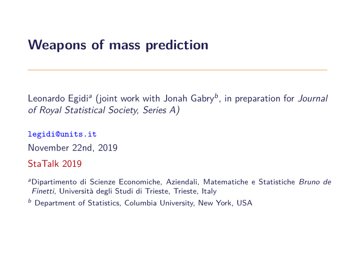 weapons of mass prediction