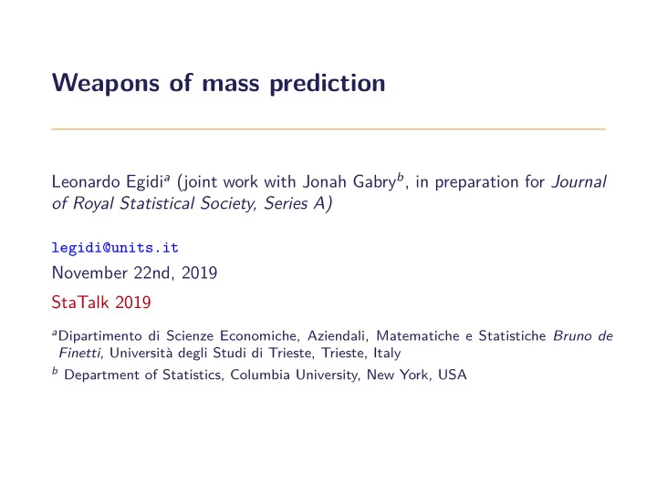 weapons of mass prediction
