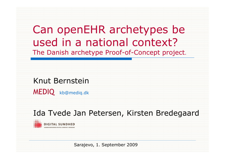 can openehr archetypes be used in a national context