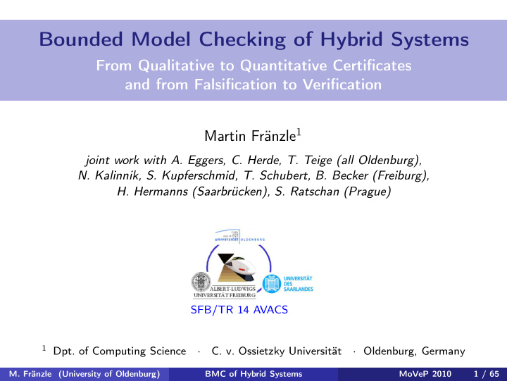 bounded model checking of hybrid systems