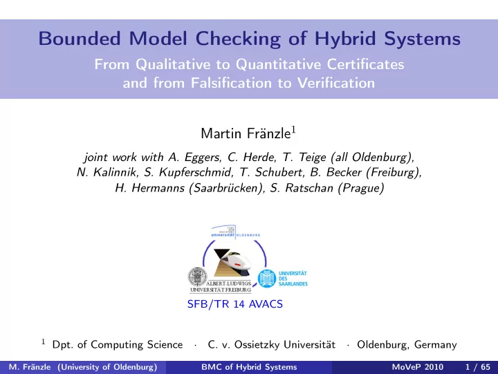 bounded model checking of hybrid systems