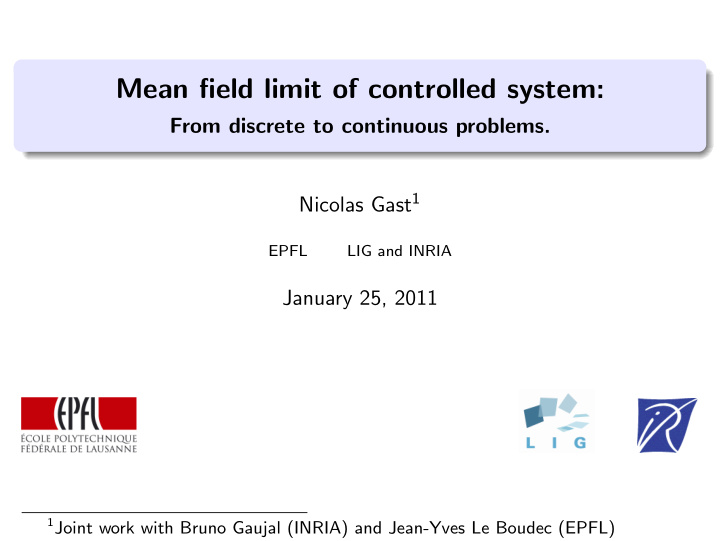 mean field limit of controlled system