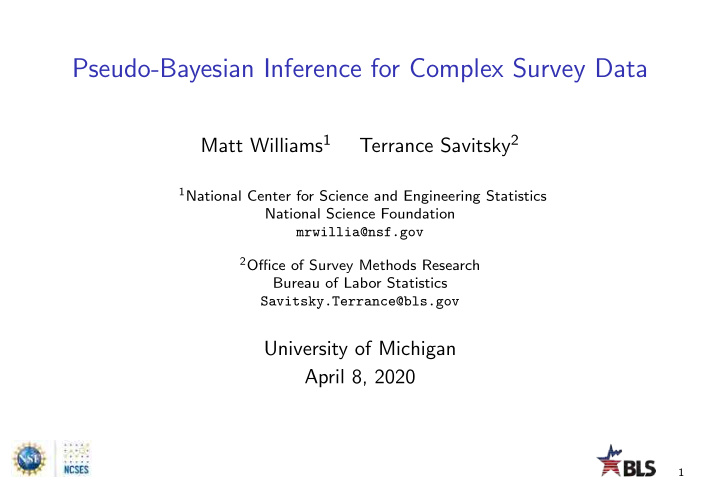 pseudo bayesian inference for complex survey data