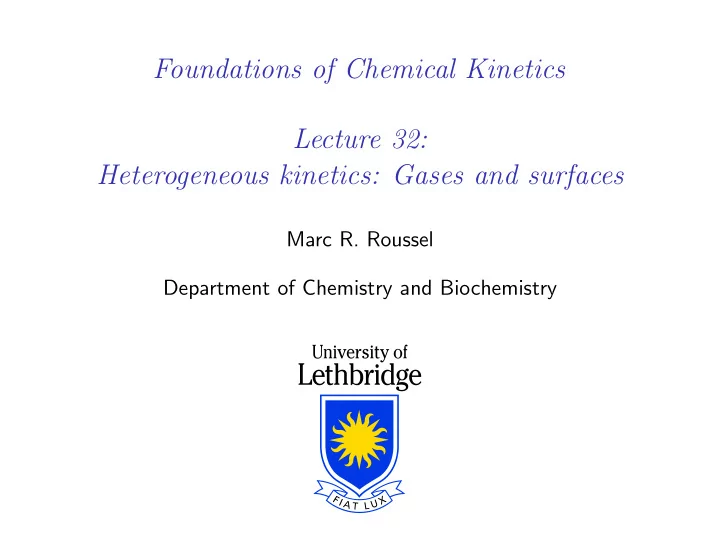 foundations of chemical kinetics lecture 32 heterogeneous