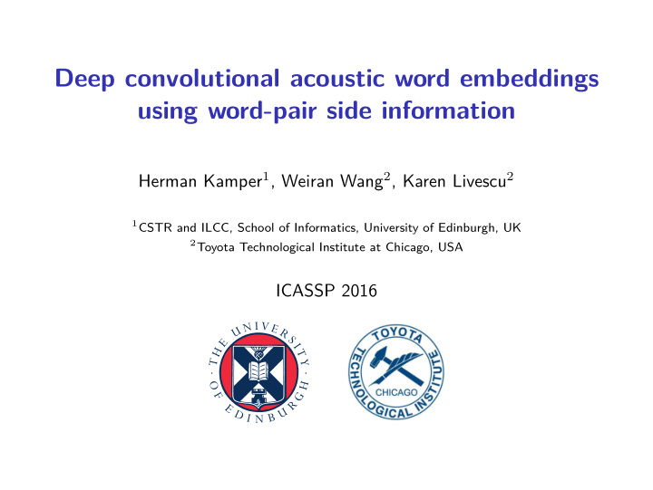 deep convolutional acoustic word embeddings using word