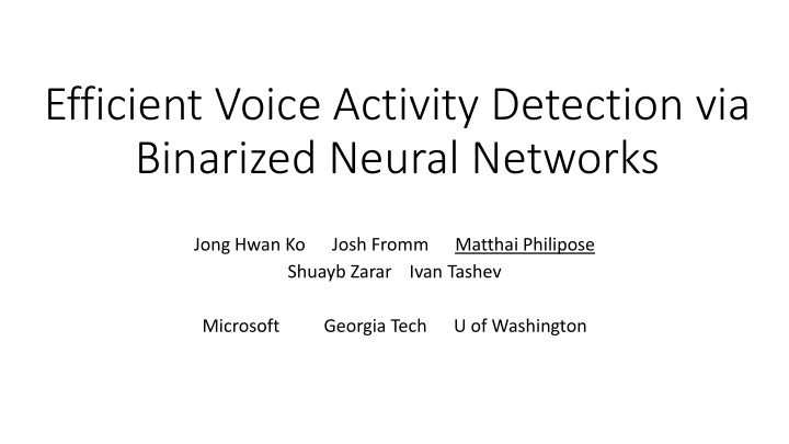 efficient voice activity detection via