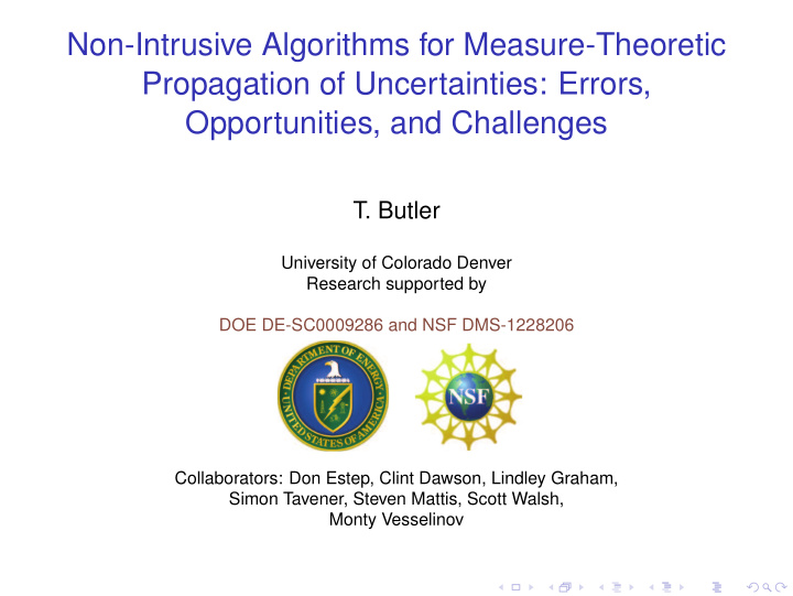 non intrusive algorithms for measure theoretic