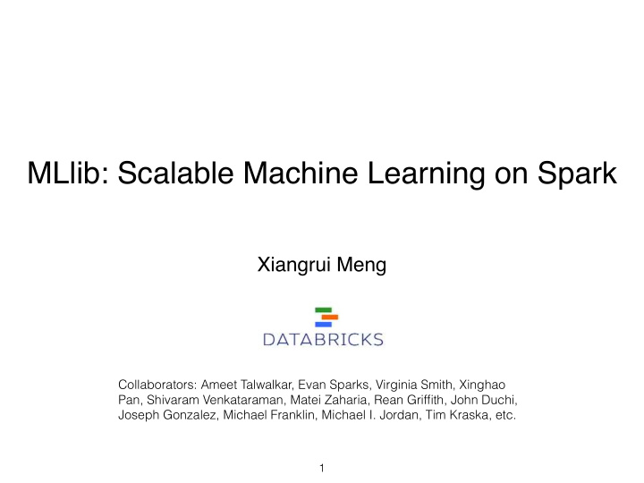 mllib scalable machine learning on spark