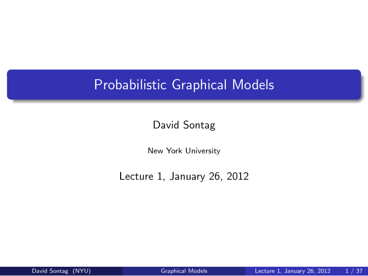 probabilistic graphical models