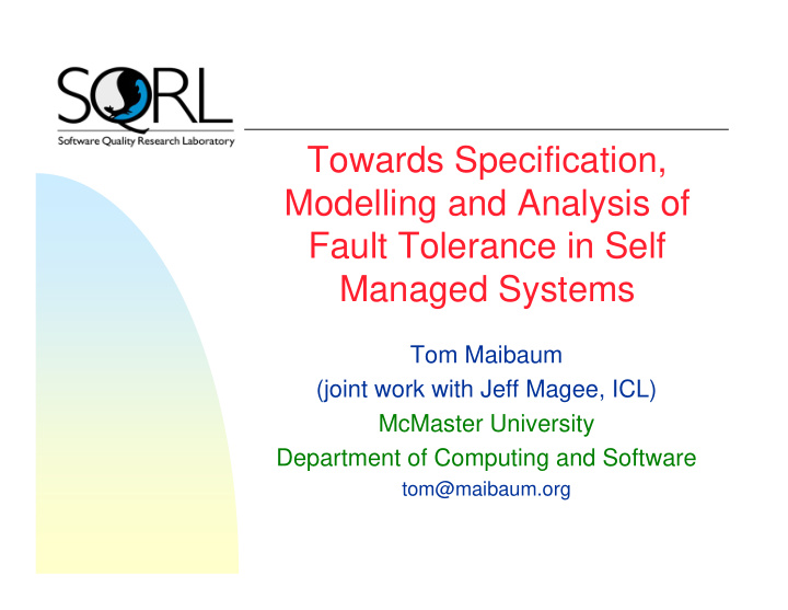 towards specification modelling and analysis of fault