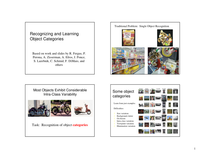 recognizing and learning object categories
