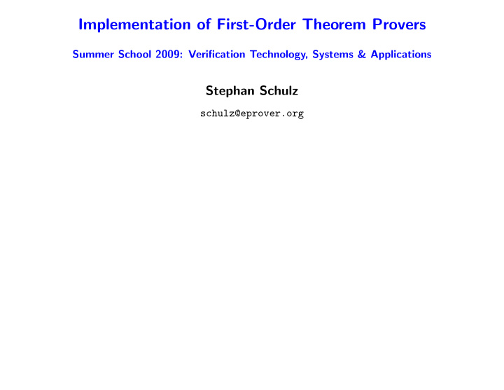 implementation of first order theorem provers