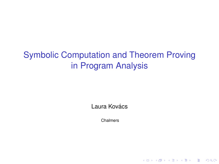 symbolic computation and theorem proving in program