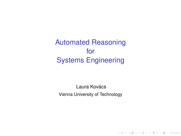 automated reasoning for systems engineering