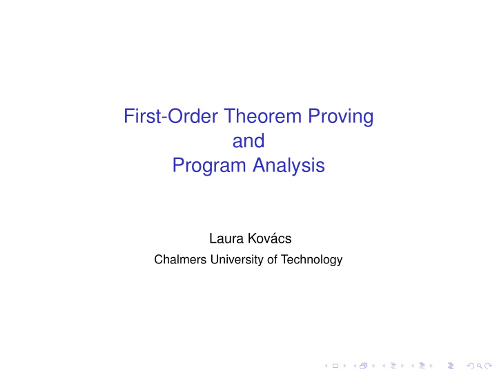 first order theorem proving and program analysis